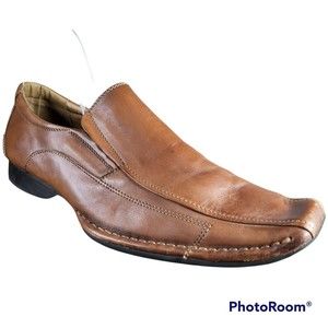 Aldo Mens Brown Leather Classic Casual Square Toe Slip On Loafer Size 9.5